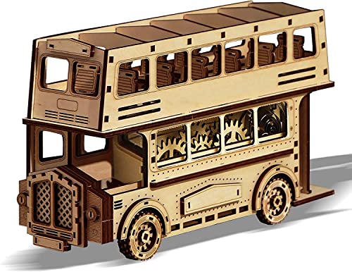 3D-Puzzle 3D-Puzzle aus Holz, DIY-Modellbausätze, LKW-Puzzle for Erwachsene, Modellbausatz, Geschenk for Geburtstag/Vatertag (Farbe: Shotgun Rubber Band Gun)(Double Decker Bus) von SXPXP