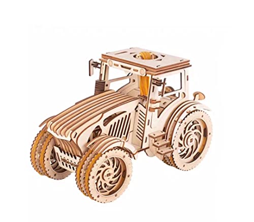3D-Puzzle 3D-Puzzle aus Holz, DIY-Modellbausätze, Puzzle, mechanischer Traktor-Modellbausatz aus Holz for Bauen for Erwachsene und Kinder, detailliert und robust, Gummibandmotor, 27,9 x 17,8 cm von SXPXP