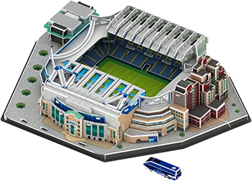 3D-Puzzle DIY Gebäude Spielzeug Modell 3D Puzzle Fußballfans Gedenkgeschenk, Stadion 3D Puzzle, Stamford Bridge Stadion, Chelsea Fußballstadion Replikatmodell, berühmte europäische Wahrzeichen Gebäude von SXPXP