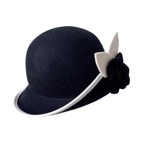 SXRQ Eleganter Fedora-Hut für Cosplay-Partys, Rollkrempe, Kamelien-Blumenhut, Erwachsene, Karneval, Partyhut, Flapper-Kopf-Zubehör von SXRQ