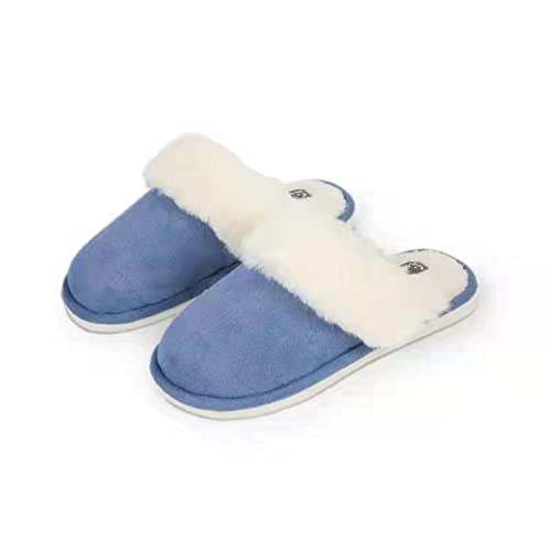 Bleu Memory Foam Hausschuhe Bequeme Warme Plüsch Fleece Futter Wolle-ähnliche Mischung Baumwolle Haus Schuhe Anti-Rutsch Innenbereich Outdoor Gummi Sohle Baumwolle Hausschuhe von SXYNIO