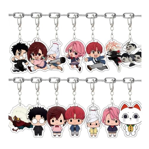 DANDADA Schlüsselanhänger Set 14pcs Anime-Charakter Momo Ayase,Okarun,Turbo Granny Anhänger Schlüsselring Schlüsselzubehör Tasche Dekoration von SXYNIO