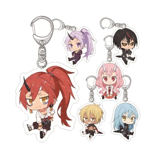 Got Reincarnated Slime Schlüsselanhänger Anime Rimuru Tempest Shuna Benimaru Figur Acryl Anhänger Schlüsselbund Tasche Dekorative Anhänger Anime Cosplay Party Zubehör 6Pcs von SXYNIO