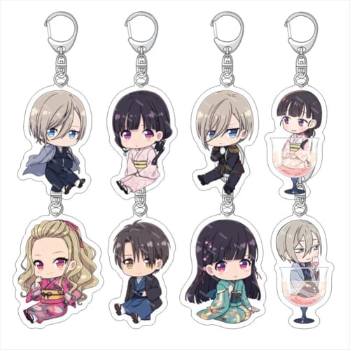 Happy Marriage Acryl Schlüsselanhänger Set 8pcs Anime Charakter Saimori Miyo, Kiyoka Kudo, Saimori Kaya Figur Anhänger Schlüsselring Schlüssel Accessoire Tasche Dekoration von SXYNIO