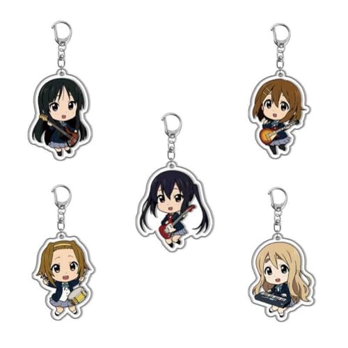 K on Acryl Schlüsselanhänger K-ON！Charakter Figur Hirasawa Yui, Akiyama Mio, Tainaka Ritsu, Kotobuki Tsumugi, Nakano Azusa Acryl Schlüsselring Anime Cosplay Party Zubehör 5 Stück Set von SXYNIO