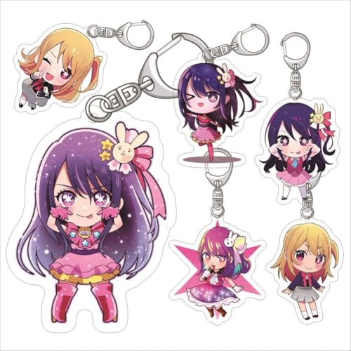 OSHI NOKO Schlüsselanhänger Anime-Charakter Hoshino Ai,Hoshino Rubii Anhänger Schlüsselring Schlüsselzubehör Tasche Deko-Anhänger 6pcs von SXYNIO