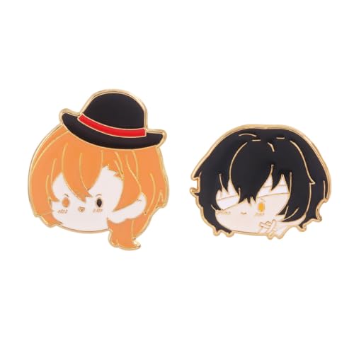 SXYNIO Bungo Stray Dogs Abzeichen Bungo Dazai Osamu Nakahara Chuya Figur Brosche Pin Fans Cosplay Accessoires 2pcs von SXYNIO