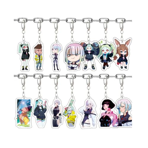 Cyber Punk Acryl Schlüsselanhänger Set 14pcs Anime Charakter David Martinez,Lucyna Kushinada,Rebecca Figur Anhänger Schlüsselring Schlüssel Accessoire Tasche Dekoration Cyber Punk Acryl Schlüsselanhänger Set 14pcs Anime Charakter David Martinez,Lucyna Kushinada,Rebecca Figur Anhänger Schlüsselring Schlüssel Accessoire Tasche Dekoration von SXYNIO