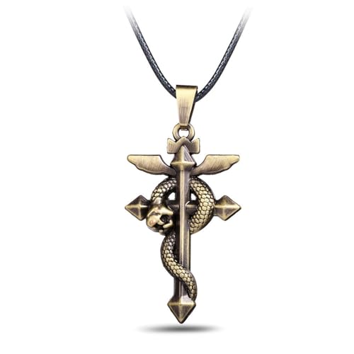 SXYNIO Full-Metal Alchemist Halskette Edward Elric Alphonse Elric Halskette Unisex Kreuz Anhänger Schmuck Modeschmuck Accessoire von SXYNIO