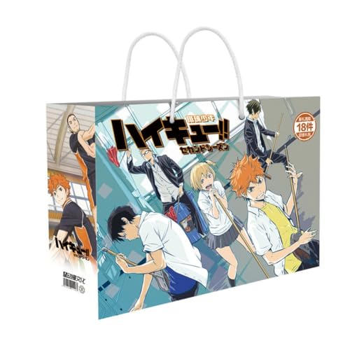 SXYNIO Haikyuu Glückstasche Fans Geschenk-Set Enthalten DIY Figur Aufkleber Handy Stand Lesezeichen Abzeichen Haikyuu Shoyo Hinata Kageyama Tobio Grußkarte Lehrplan Zeitplan Postkarte Usw. von SXYNIO