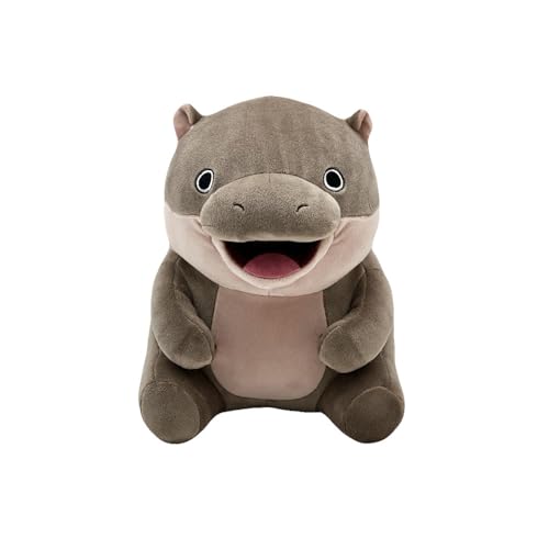 SXYNIO Moo Deng Plüschtiere Niedliches Nilpferd Moo Deng Plüschpuppen Weiches Nilpferd Kissen Moo Deng Figur Puppen Spielzeug (22cm) von SXYNIO