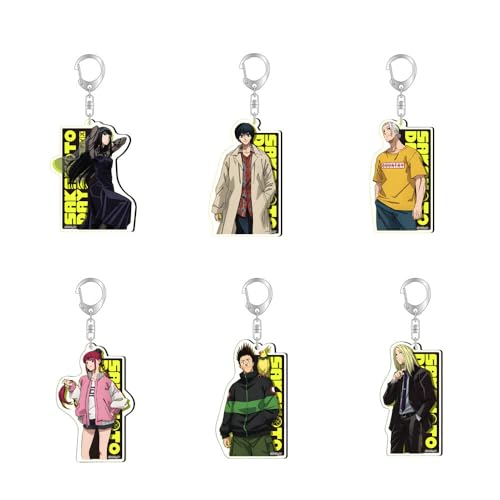 SXYNIO SAKAMOTOs DAY Schlüsselring 6pcs Taro Sakamoto Figur Gedruckt Acryl Schlüsselanhänger Aoi Sakamoto Schlüssel Tasche Anhänger Zubehör von SXYNIO