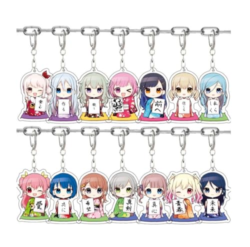 SXYNIO Sekai Schlüsselanhänger Miku Anhänger Acryl Schlüsselring Kagamine Len, Rin, Luka Schlüssel Zubehör Acryl Schlüssel Rucksack Hängende Dekoration 14pcs von SXYNIO