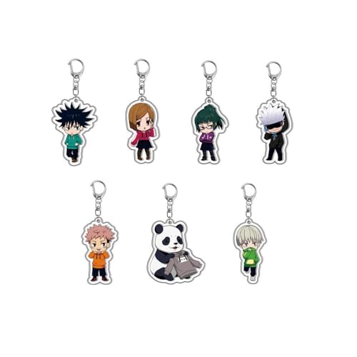 SXYNIO Anime Charakter Schlüsselanhänger Itadori Yuji, Ryomen Sukuna - 7pcs Set, Acryl, 5,5 cm, Jujutsu Kaisen, für Teen, Young Adult von SXYNIO