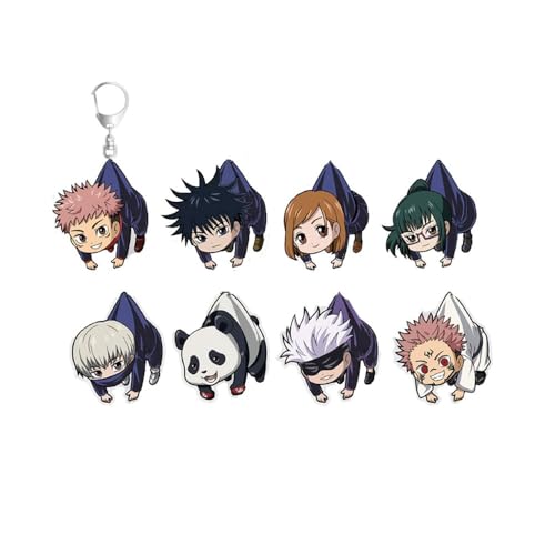 Satoru Acryl Schlüsselanhänger Anime Charakter Figur Itadori Yuji Ryomen Sukuna Kugisaki Nobara Acryl Schlüsselring Tasche Dekorative Anhänger Anime Cosplay Party Zubehör (8pcs) von SXYNIO