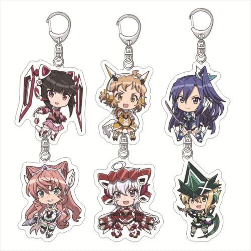 Senki Zessho Acryl Schlüsselanhänger 6er Set Niedlich Tachibana Hibiki,Kazanari Tsubasa,Yukine Chris Figur Anhänger Schlüsselbund Schlüsselzubehör Handy Anhänger Tasche Dekoration Cos Requisiten von SXYNIO