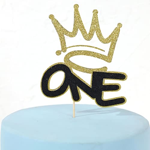 One Birthday Cake Topper – Hip Hop Jungen 1. Geburtstag Dekoration, Krone One Cake Topper , schwarz und gold First Birthday Dekoration, Big One Party von SYESQL