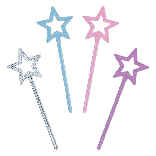 SYEYCW 4 Stück Zauberstab Kinder, Zauberstab Mädchen, Stern Zauberstab Magic Wand, Prinzessin-Stab, Zauberstab Glitzer für Weihnachten, Kostüm Karneval, Mottoparty, Cosplay Dekoration von SYEYCW