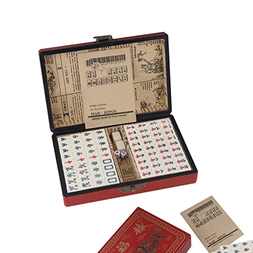 SYFUNLV Chinese Mahjong,Mini Mahjong Set,Klassisches Mahjong,mit Box Töte langweilige Zeit für Erwachsene,für Zuhause Reisen Mahjong-Set- Spiel im chinesischen Stil von SYFUNLV