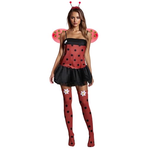 SYHVGI Halloween-Kostüm für Damen, Motiv: Biene, Marienkäfer, Kleid und Flügel, Stirnband-Set, Weihnachten, Cosplay, Kostüm, Schwarz, Größe M SYHVGI Halloween-Kostüm für Damen, Motiv: Biene, Marienkäfer, Kleid und Flügel, Stirnband-Set, Weihnachten, Cosplay, Kostüm, Schwarz, Größe M von SYHVGI