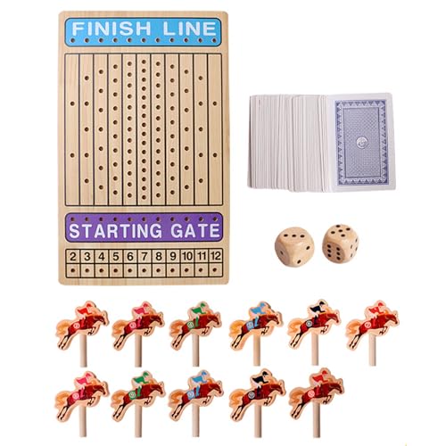 Holzpferd Rennspiel Mit 11 Pferden Innen Und Außenbereich Von Brettspielen Solid Wood Race Game Board Einfach Zu Bedienen von SYJHHWGS