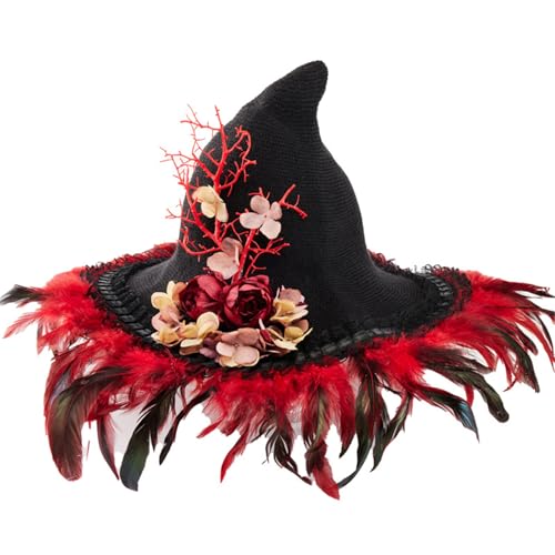 SYJHHWGS Hexenhut Halloween Vintage Blumenzweig Hexenhut Cosplay Kostüm Zubehör Kopfbedeckung Party Kopfbedeckung von SYJHHWGS