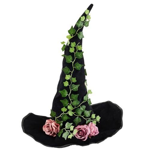 SYJHHWGS Hexenhut Rebenblätter Teenager Halloween Party Blumenlaub Retro Cosplay von SYJHHWGS