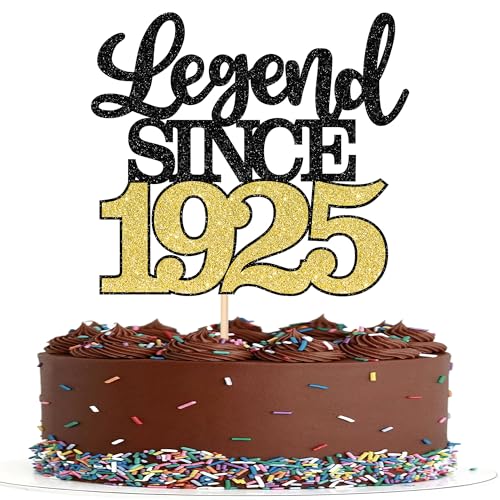 1 Stück Aufschrift"Legend Since 1924" Tortenaufsatz 100 Kuchen Topper Glitter alles Gute zum 100. Geburtstag Kuchen Pick 100 Fabulous Tortendekorationen für Prost zum 100 Gold von SYKYCTCY