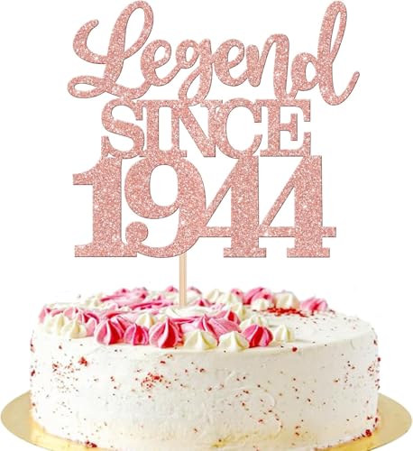 1 Stück Aufschrift "Legend Since 1944" Tortenaufsatz 80 Kuchen Topper Glitter alles Gute zum 80. Geburtstag Kuchen Pick 80 Fabulous Tortendekorationen für Prost zum 80 Rosegold von SYKYCTCY