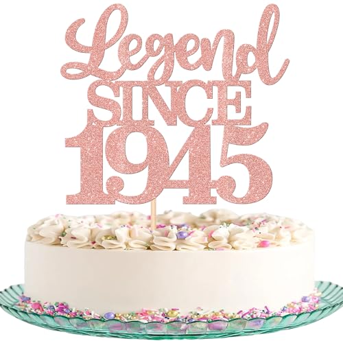 1 Stück Aufschrift "Legend Since 1945" Tortenaufsatz 80 Kuchen Topper Glitter alles Gute zum 80. Geburtstag Kuchen Pick 80 Fabulous Tortendekorationen für Prost zum 80 Rosegold von SYKYCTCY