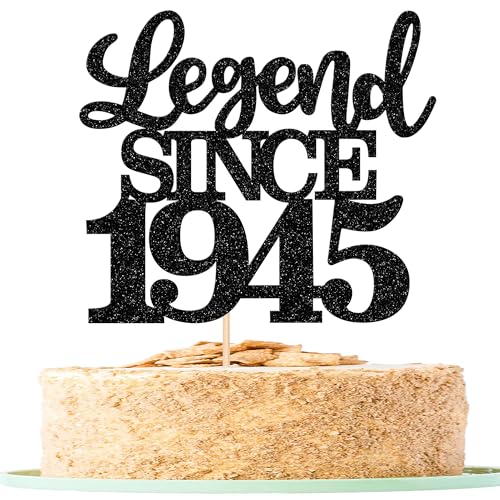 1 Stück Aufschrift "Legend Since 1944" Tortenaufsatz 80 Kuchen Topper Glitter alles Gute zum 80. Geburtstag Kuchen Pick 80 Fabulous Tortendekorationen für Prost zum 80 Schwarz von SYKYCTCY