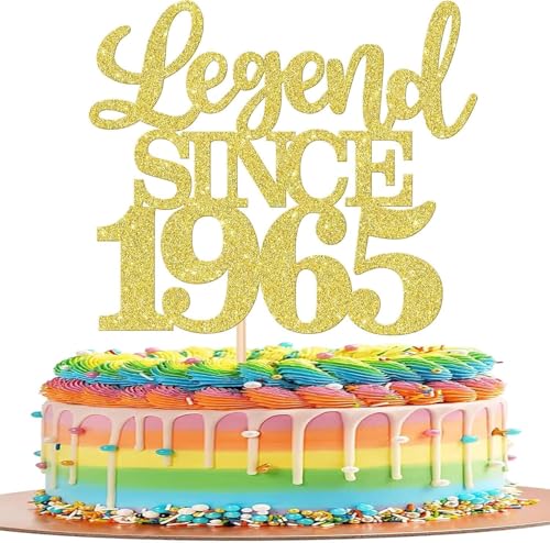 1 Stück Aufschrift "Legend Since 1965" Tortenaufsatz 60 Kuchen Topper Glitter alles Gute zum 60. Geburtstag Kuchen Pick 60 Fabulous Tortendekorationen 60th Gold von SYKYCTCY