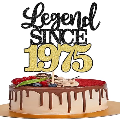 1 Stück Aufschrift "Legend Since 1975" Tortenaufsatz 50 Kuchen Topper Glitter alles Gute zum 50. Geburtstag Kuchen Pick 50 Fabulous Tortendekorationen für Prost zum 50 von SYKYCTCY