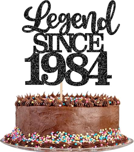 1 Stück Aufschrift "Legend Since 1984" Tortenaufsatz 40 Kuchen Topper Glitter alles Gute zum 40. Geburtstag Kuchen Pick 40 Fabulous Tortendekorationen für Prost zum 40 Schwarz von SYKYCTCY