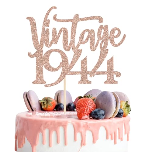 1 Stück Vintage 1944 Tortendeko Achtzig Awesome Since 1944 Kuchen Deko Happy 80 Fabulous 1944 Cake Topper für 80th Geburtstag Hochzeit Jahrestag Party Torten Dekorationen Rosegold von SYKYCTCY