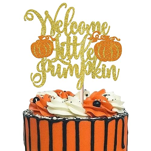 1 Stück Welcome Little Pumpkin Tortendeko Glitzer Herbst Thema Kleiner Kürbis Kuchen Deko Kinder Geburtstag Baby Dusche Erntedank Herbst Ernte Kuchen Dekoration Party Orange von SYKYCTCY