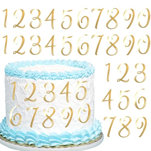 10 Stück Acryl Zahl Tortendeko 0-9 Gespiegelt Kuchen Deko Gespiegelte Acryl Zahlen Geburtstag Kuchendekorationen für Baby Dusche Hochzeit Geburtstag Jahrestag Party Kuchen Dekorationen Gold von SYKYCTCY