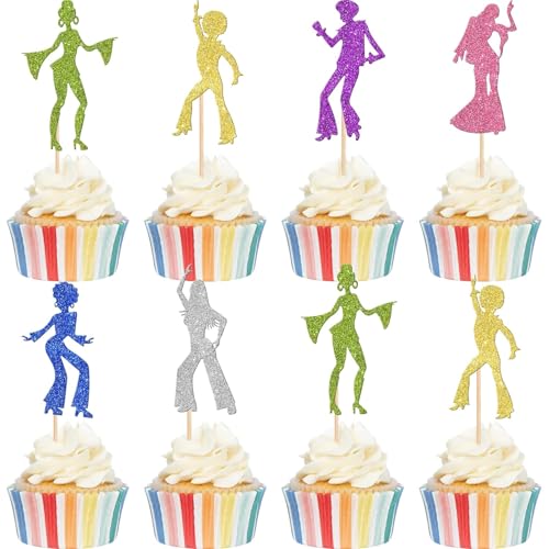 24 Stück 70's Disco Tortendeko Glitzer 70s Disco Dancing Cupcake Toppers Musik Thema Kuchen Deko für Disco Tänzer Thema Hochzeit Geburtstag Party Kuchen Dekorationen Buntes 24 Stück 70's Disco Tortendeko Glitzer 70s Disco Dancing Cupcake Toppers Musik Thema Kuchen Deko für Disco Tänzer Thema Hochzeit Geburtstag Party Kuchen Dekorationen Buntes von SYKYCTCY