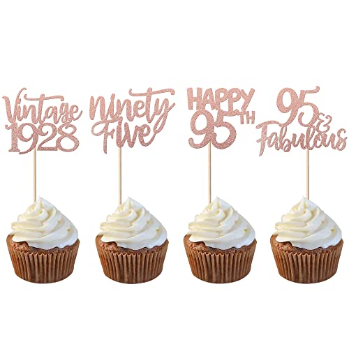 24 Stück 95th Tortendeko Vintage 1928 85th Fabulous Geburtstag Cupcake Toppers Ninety Five 95 Fabulous Kuchen Deko Cupcake Picks Kuchen Dekoendeko für 85 Jahre alt Geburtstag Party Rosegold von SYKYCTCY