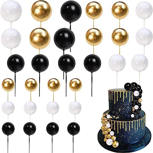 24 Stück Kugeln Mini Round Ball Cake Toppers 3D DIY Kugel kuchen Deko Mini Runde Kugel Cupcake Dekorationen für Baby Dusche Braut Dusche Hochzeit Geburtstag Prty Kuchen Dekoration Schwarz Weiß Gold 24 Stück Kugeln Mini Round Ball Cake Toppers 3D DIY Kugel kuchen Deko Mini Runde Kugel Cupcake Dekorationen für Baby Dusche Braut Dusche Hochzeit Geburtstag Prty Kuchen Dekoration Schwarz Weiß Gold von SYKYCTCY