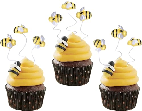 30 Stück Biene Tortendeko Harz Kleine Figur Biene Cupcake Toppers Biene Nectar Kuchen Deko für Biene Thema Baby Dusche Jungen Mädchen Geburtstag Party Dekoration von SYKYCTCY