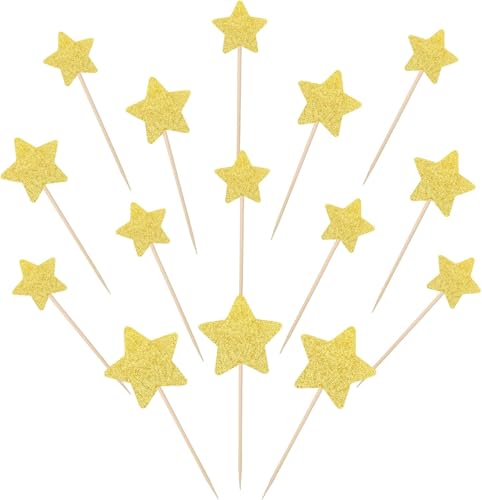 30 Stück Kleiner Stern Tortendeko Glitzer Glitzern Stern Cupcake Toppers Verlobung Hochzeit Kuchen Deko für Baby Dusche Geburtstag Party Kuchen Dekorationen Gold von SYKYCTCY