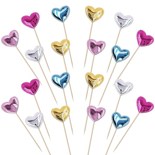 30 Stück Liebe Herz Cupcake Toppers Glitzern PU-Material Geburtstag Tortendeko Liebe Herz Form Kuchen Deko für Valentinstag Baby Dusche Verlobung Hochzeit Geburtstag Party Kuchen Dekorationen Buntes von SYKYCTCY