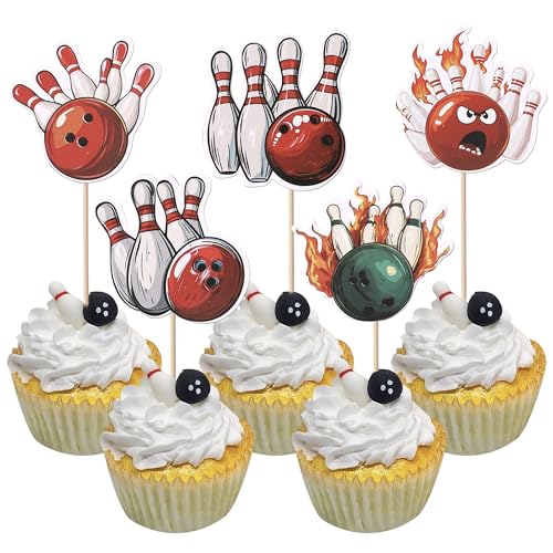 40 Stück Bowling Tortendeko Beidseitig Bowling Cupcake Toppers Bowling Kugel Kuchen Deko für Bowling Thema Baby Dusche Geburtstag Party Kuchen Dekoration Buntes von SYKYCTCY