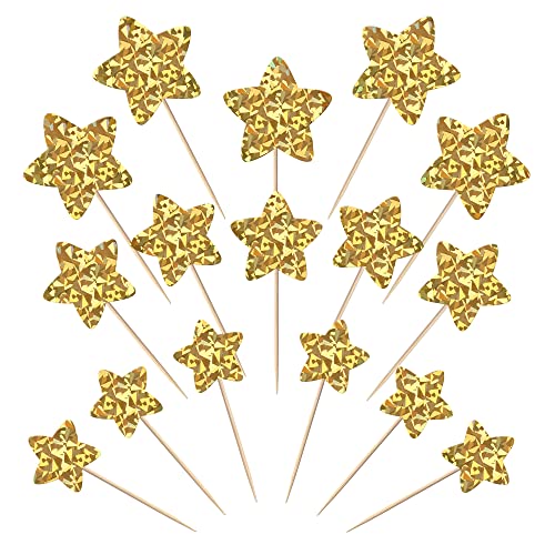 48 Stück Star Cupcake Toppers Gold Sterne Muffin Dekoration Twinkle Little Star Kuchendekoration für Hochzeit Verlobung Baby Dusche Geburtstag Party Kuchen Dekoendeko von SYKYCTCY