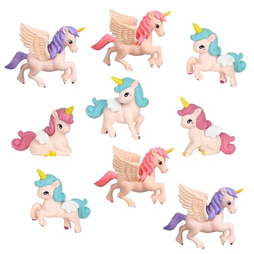 6 Stück Fliegendes Harz Pferd Einhorn Tortendeko Figurine Miniatur Einhörner Kuchen Deko Fee Garten Cake Toppers für DIY Moos Landschaft Puppenhaus Geburtstag Party Kuchen Dekorationen von SYKYCTCY