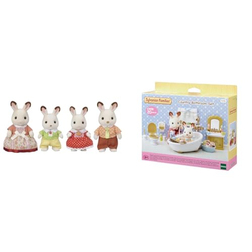 SYLVANIAN FAMILIES 5655 Schokoladenhasen Familie NEU & - 5286 - Badezimmer im Landhausstil, klein von Sylvanian Families