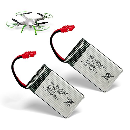 SYMA 2 Stück Ersatzakku X5HC und X5HW Quadrocopter 600 mAh Drohne von SYMA