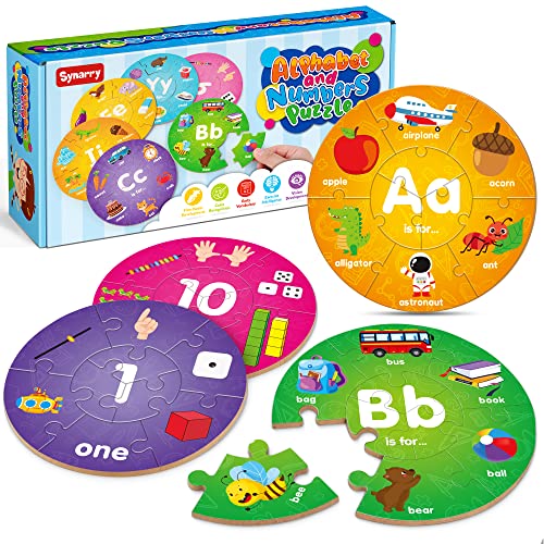 SYNARRY Holz Alphabet Zahlen Puzzle ab 3 4 5 6 Jahre - Montessori ABC 123 Puzzle Lernen Spielzeug für Kinder Jungen Mädchen SYNARRY Holz Alphabet Zahlen Puzzle ab 3 4 5 6 Jahre - Montessori ABC 123 Puzzle Lernen Spielzeug für Kinder Jungen Mädchen von SYNARRY