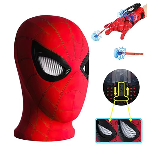 Held Maske für Kinder und Spider Launcher Handschuh, Karneval Maske, Cosplay Masken für Kinder Erwachsene, Maske Fasching Hero Handschuhe Maske für Karneval Halloween Kostümparty Weihnachten Cosplay von SYNERVO